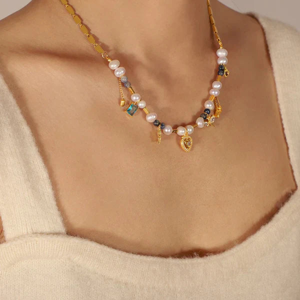Vintage Natural Stone Freshwater Stringed Pearls Necklace